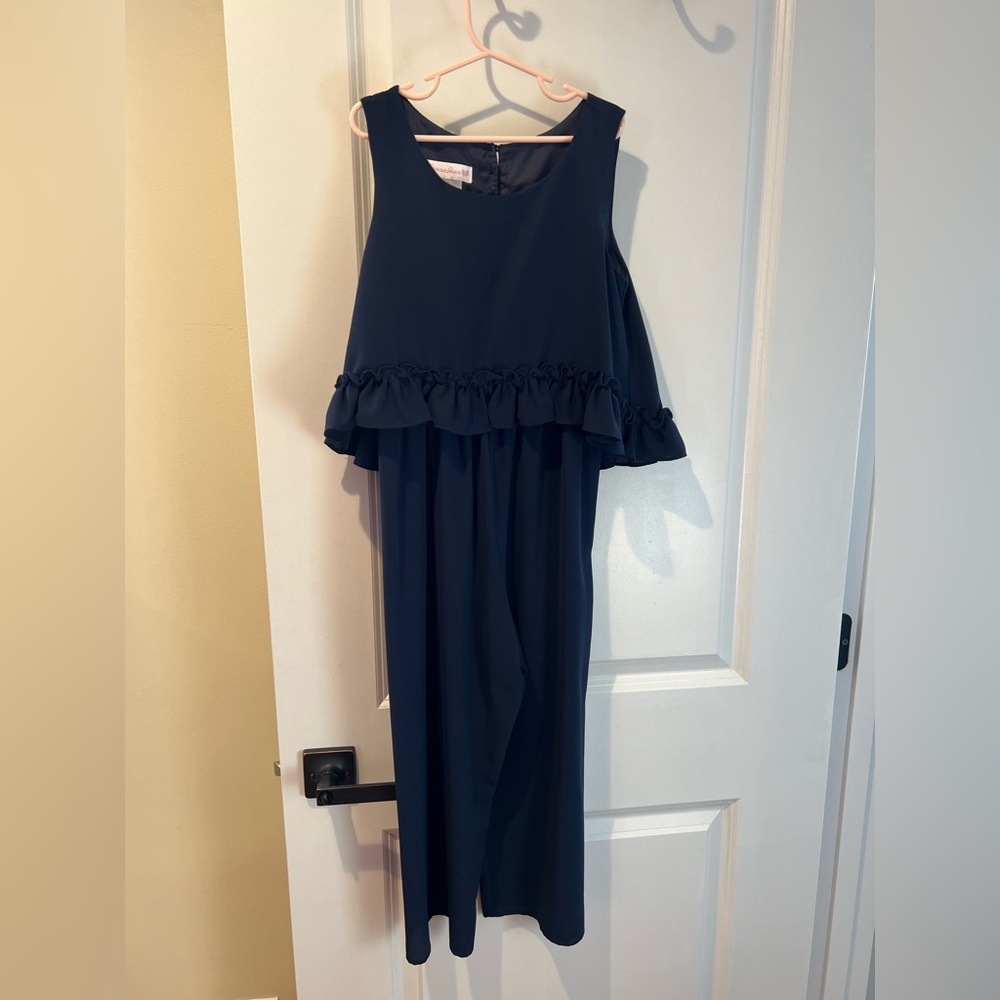 Elegant Navy Ruffle Jumpsuit